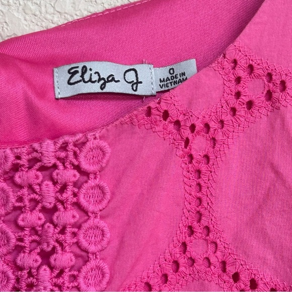 Eliza J Pink Eyelet Sheath Dress 0 Sleeveless Summer Floral Embroidered Circles - Picture 5 of 6